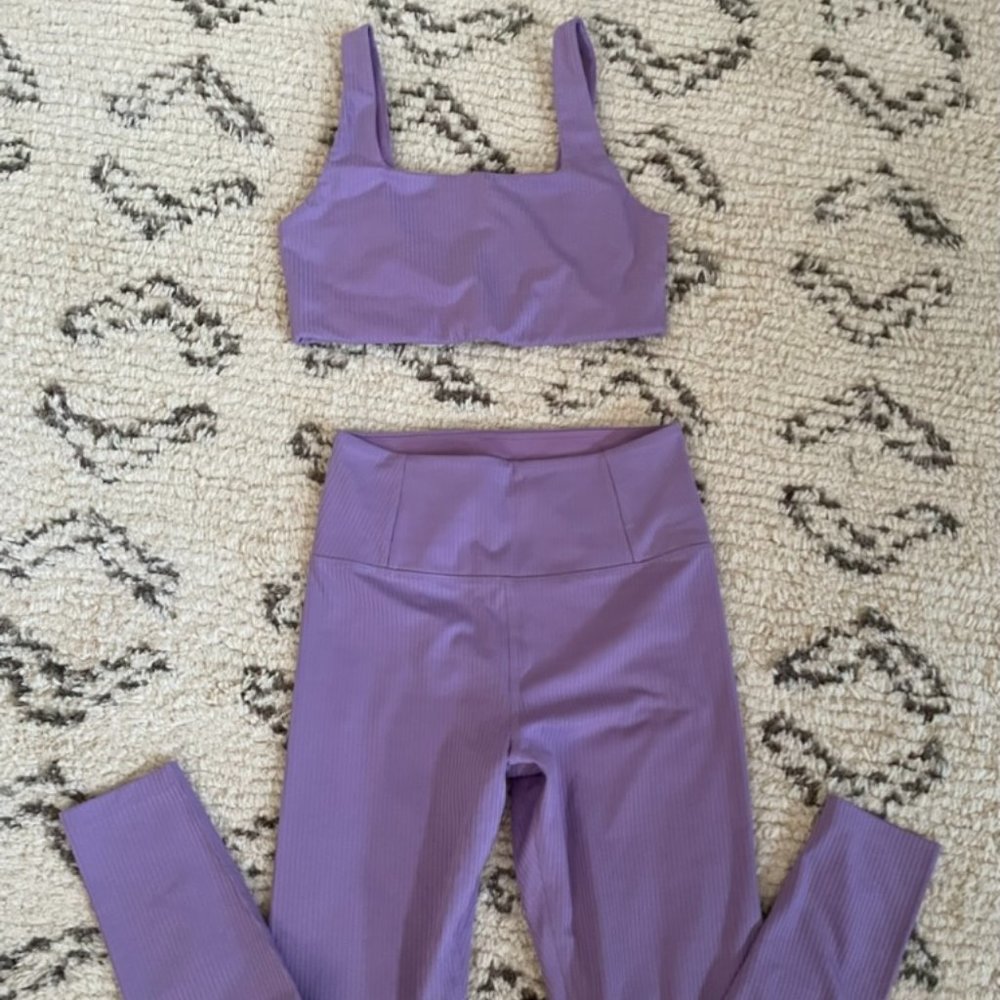 Girlfriend Collective Violet Ribbed Set Size Small